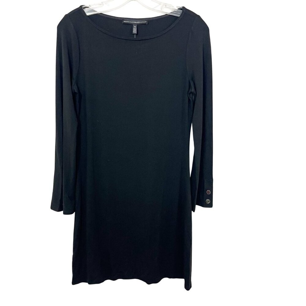 NEW White House Black‎ Market Black Long Sleeve Button Cuff Jersey Dress Size XS